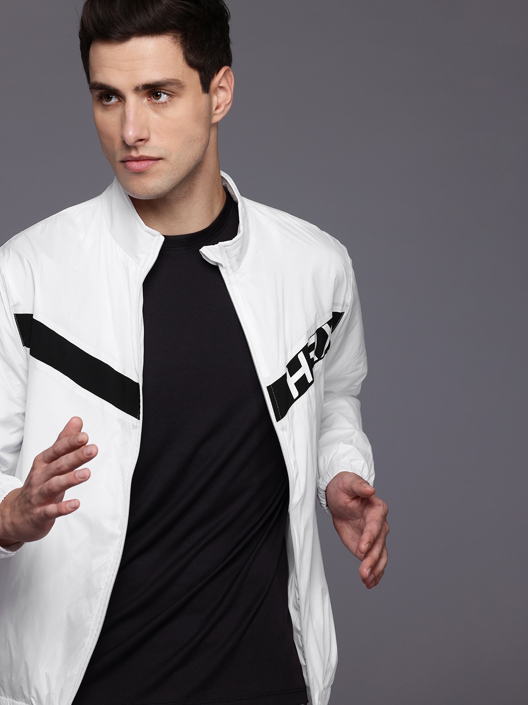 

HRX by Hrithik Roshan Men Striped Running Sporty Jacket, White