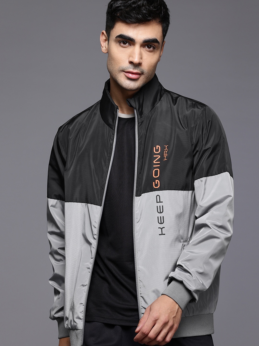 

HRX by Hrithik Roshan Lifestyle Colourblocked Bomber Jacket, Black