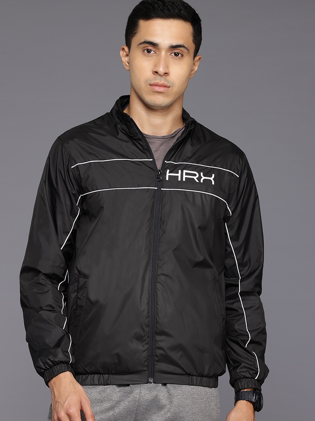 

HRX by Hrithik Roshan Rapid-Dry Bomber Jacket, Black