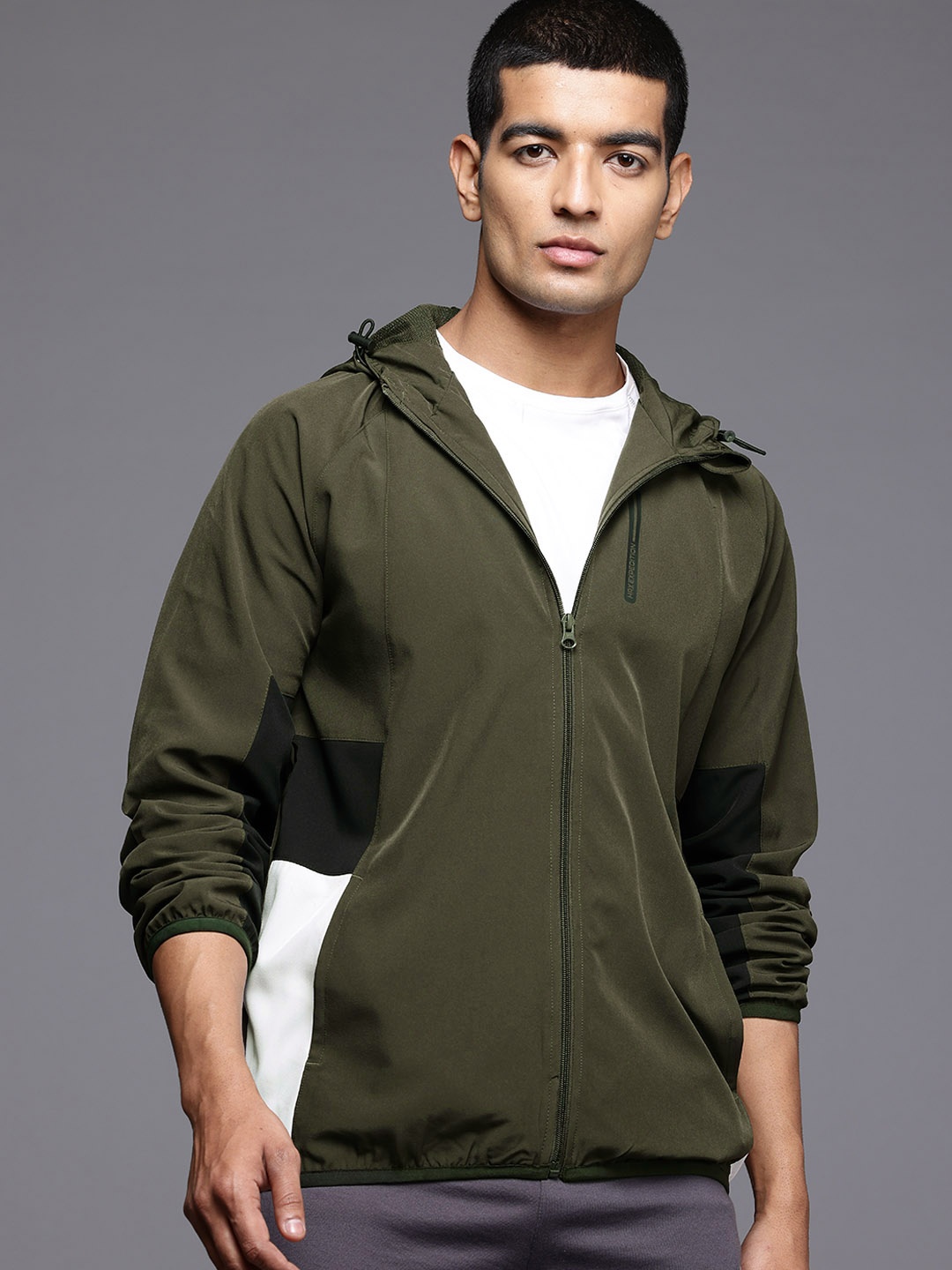 

HRX by Hrithik Roshan Colourblocked Outdoor Rapid-Dry Tailored Jacket, Olive