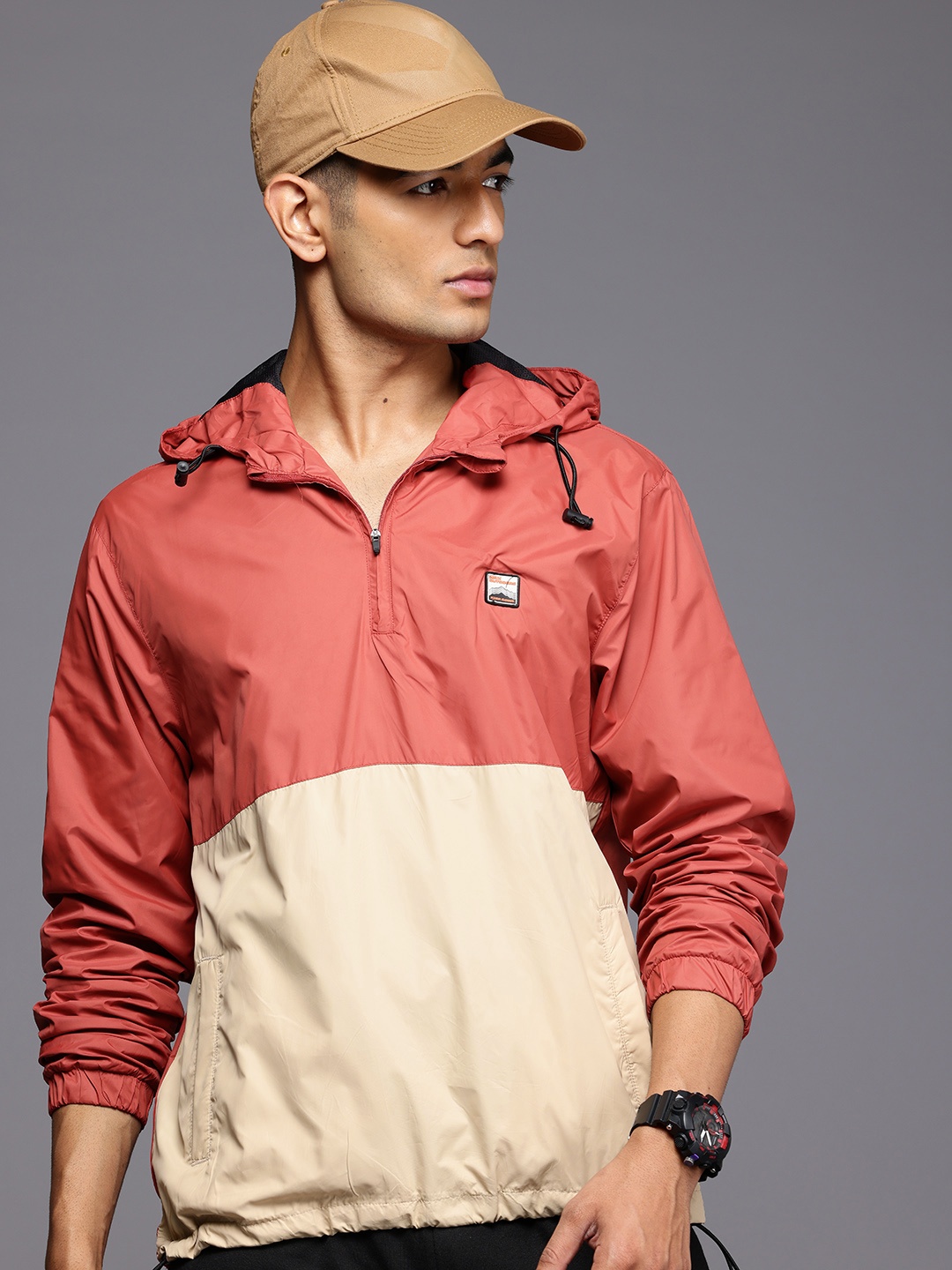 

HRX by Hrithik Roshan Colourblocked Outdoor Jacket, Rust