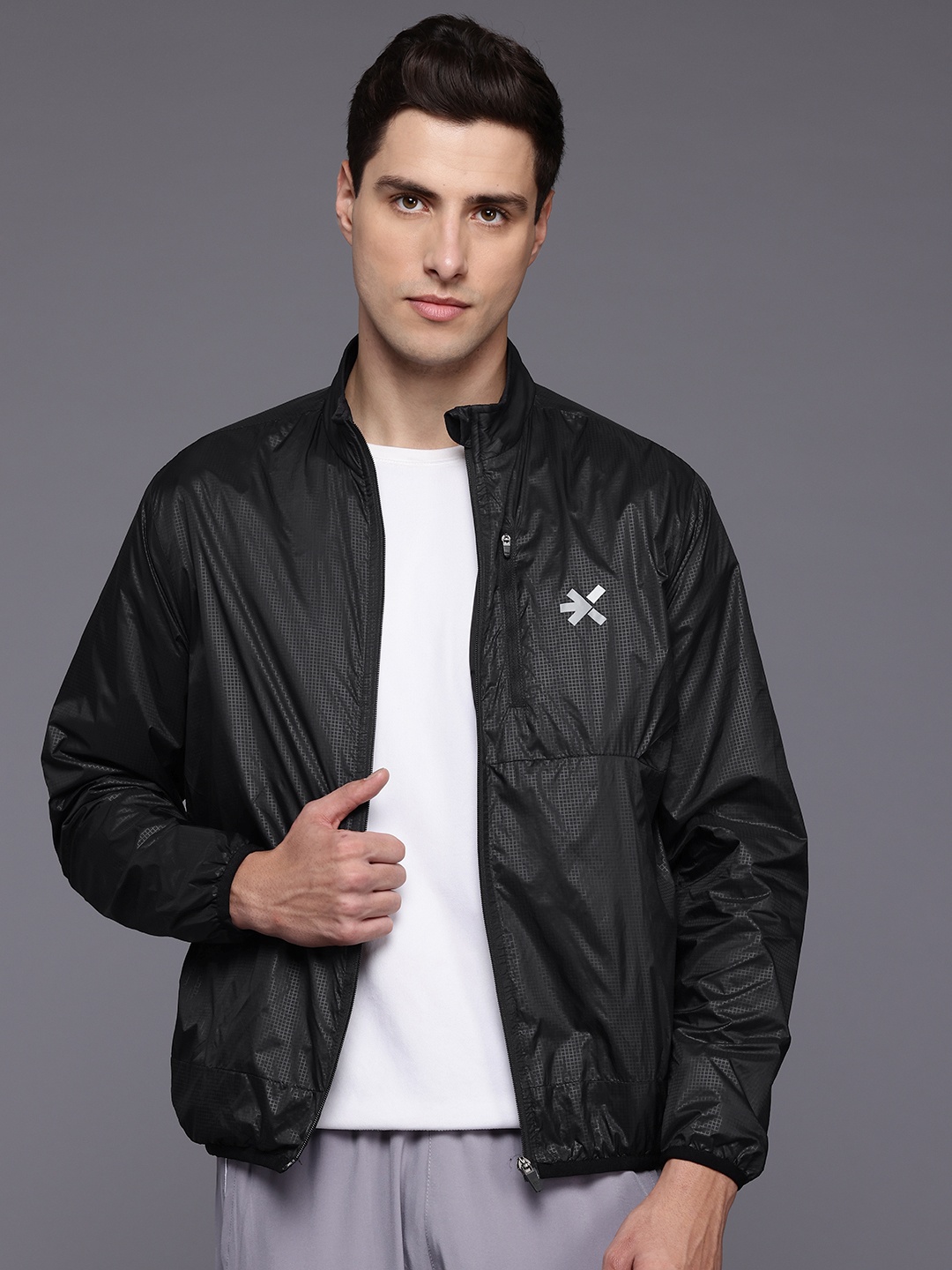

HRX by Hrithik Roshan Men Checked Running Sporty Jacket, Black