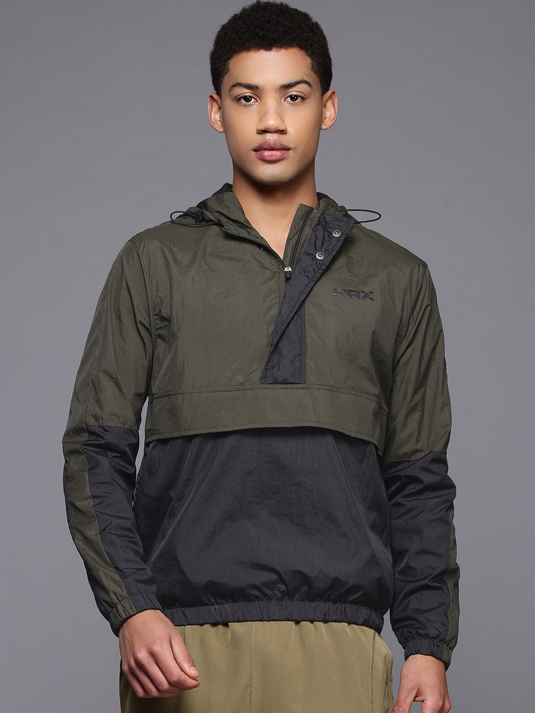 

HRX by Hrithik Roshan Colourblocked Hooded Outdoor Tailored Jacket, Olive