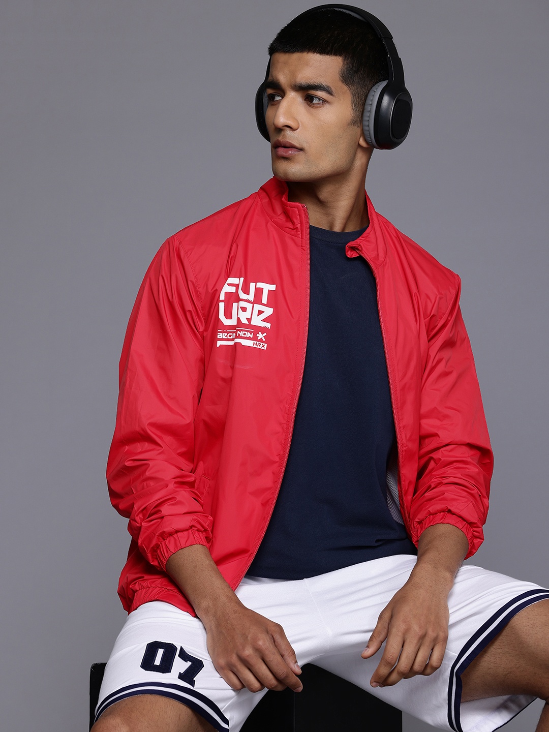 

HRX by Hrithik Roshan Men Typography No Tailored Jacket, Red