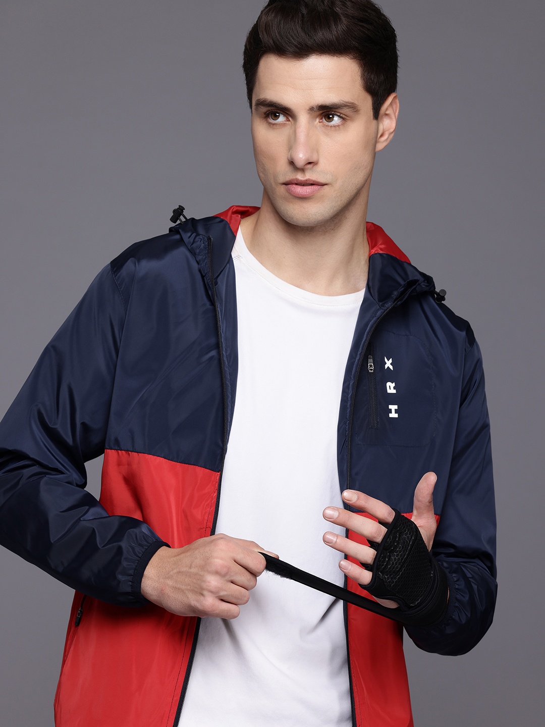 

HRX by Hrithik Roshan Colourblocked Rapid Dry Training Jacket, Navy blue