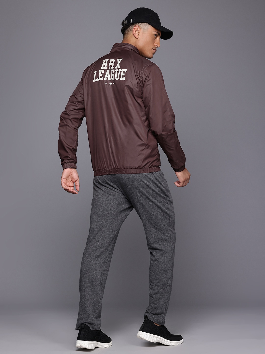 

HRX by Hrithik Roshan Typography Printed Tailored Jacket, Burgundy