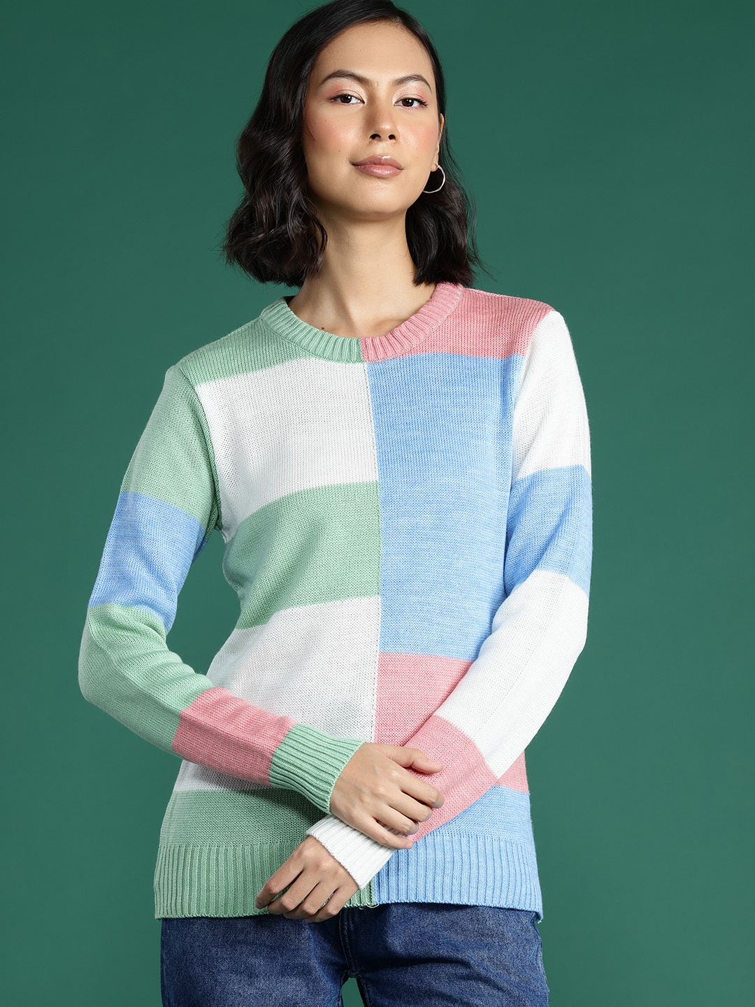 

DressBerry Colourblocked Pullover, Green