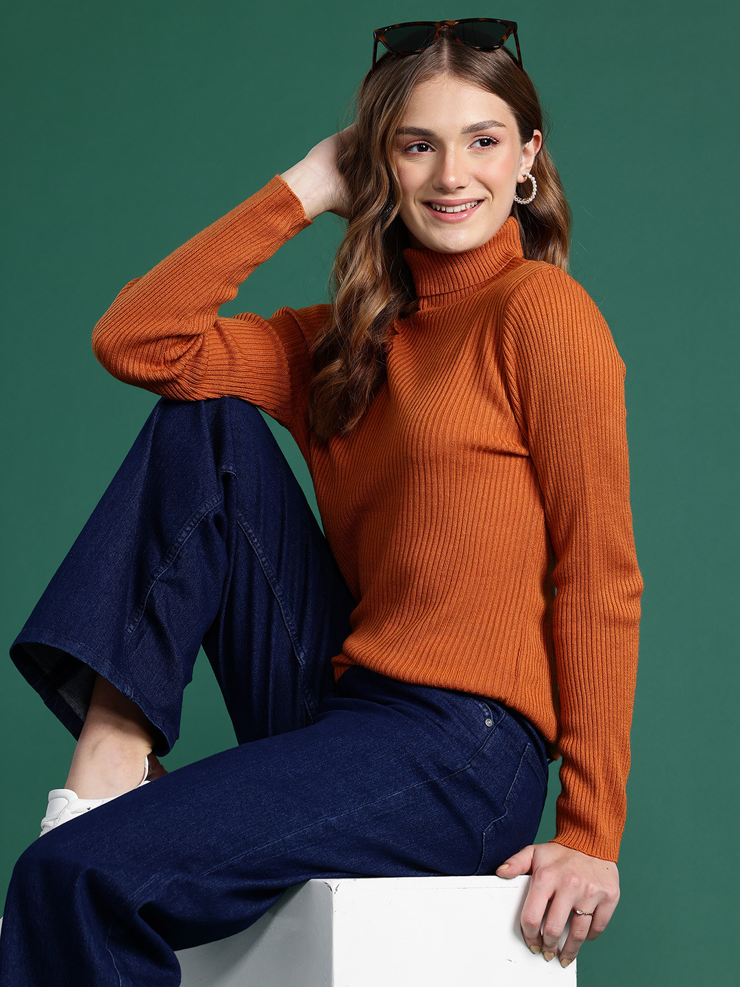 

DressBerry Acrylic Ribbed Pullover, Orange