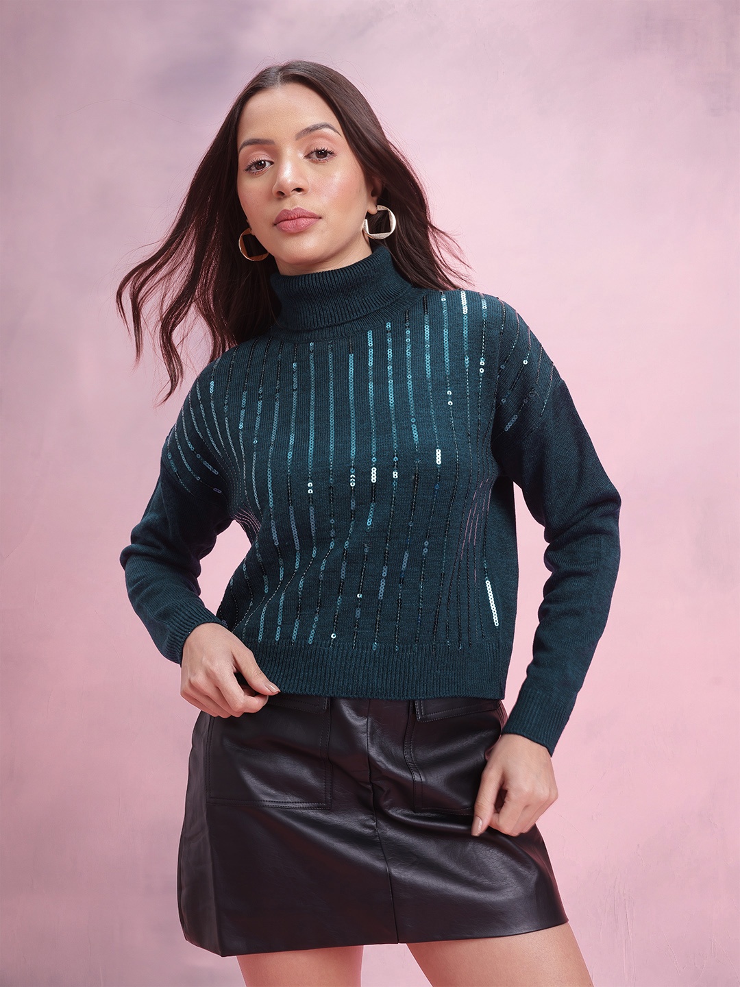

DressBerry Sequinned Pullover, Teal