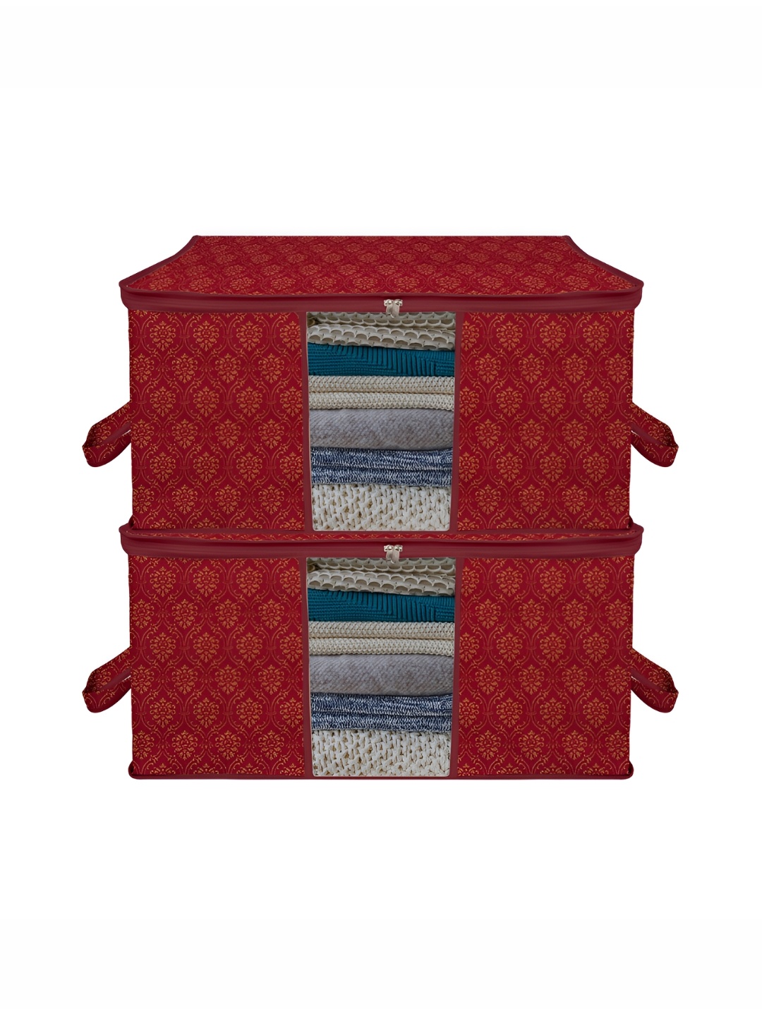 

Kuber Industries Maroon 2 Pieces Printed Water Resistant Multi-Utility Organisers