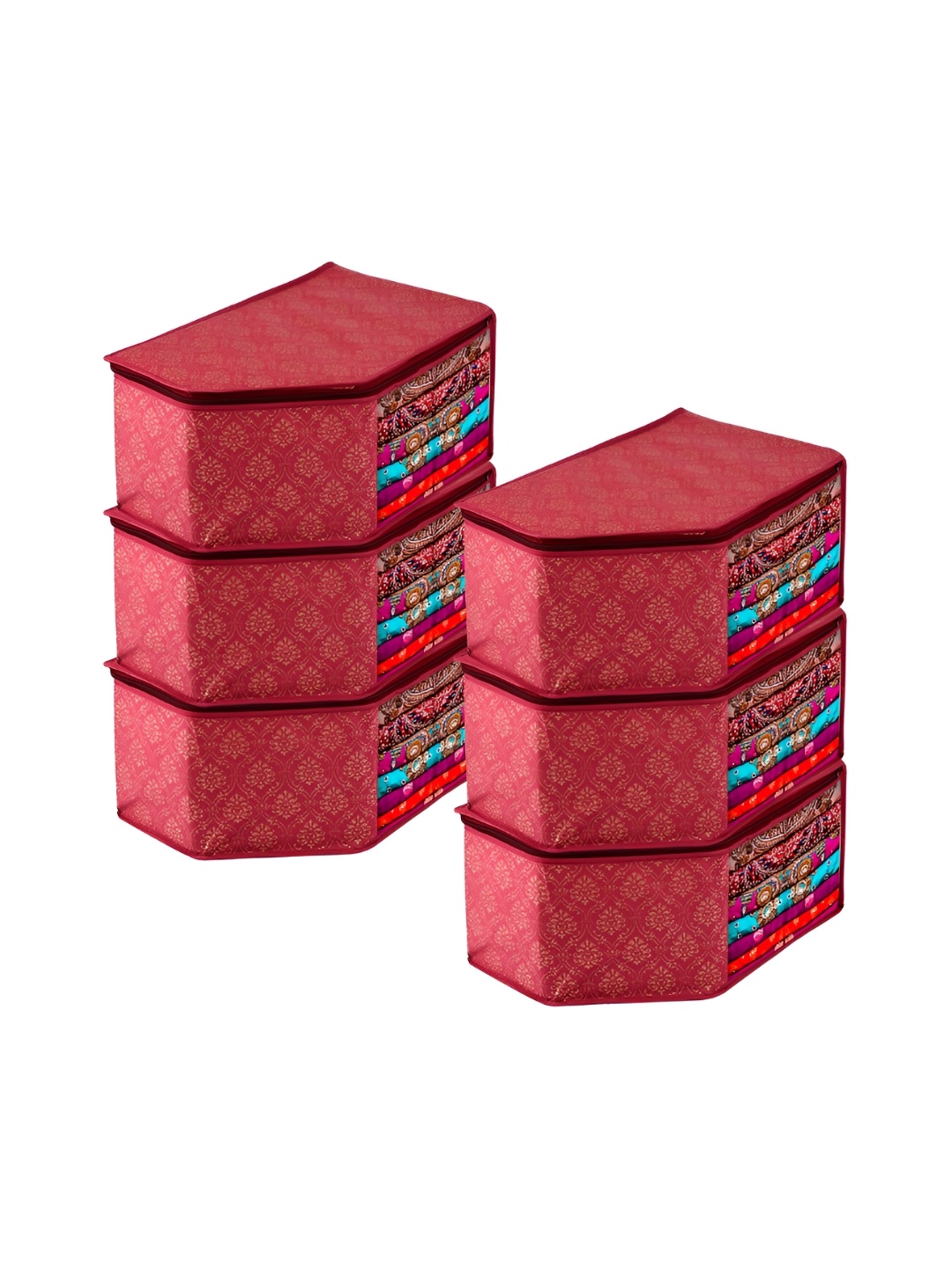 

Kuber Industries Maroon 6 Pieces Printed Water Resistant Multi-Utility Organisers