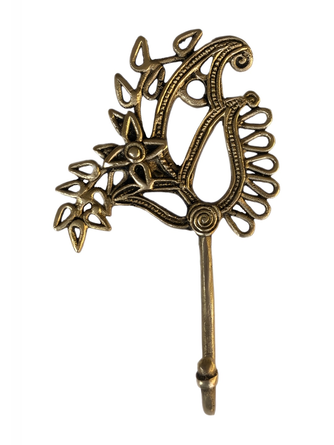 

Aakrati Beige Leaf-Shape Brass Antique Wall Hook