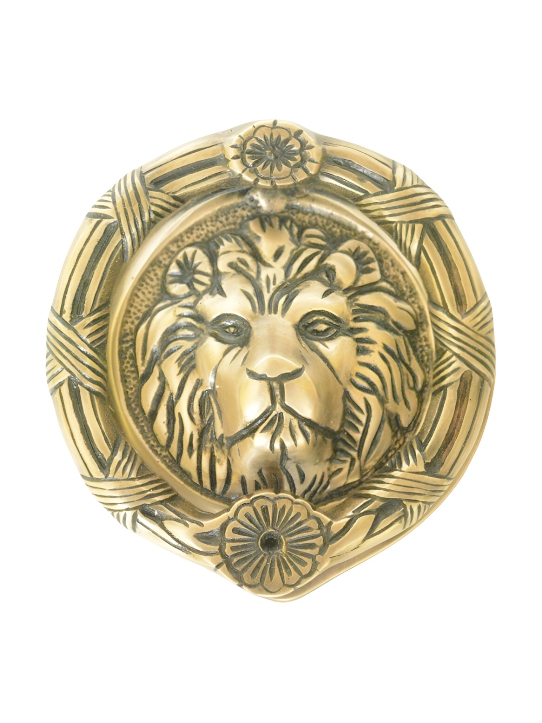 

Aakrati Gold Toned Lion Face Round Shape Brass Door Knocker