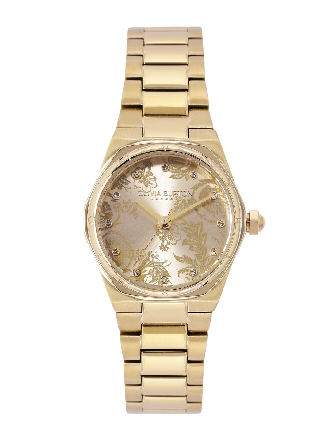 

Olivia Burton Women Mini Hexa Damask Embellished Analogue Watch 24000109-Gold
