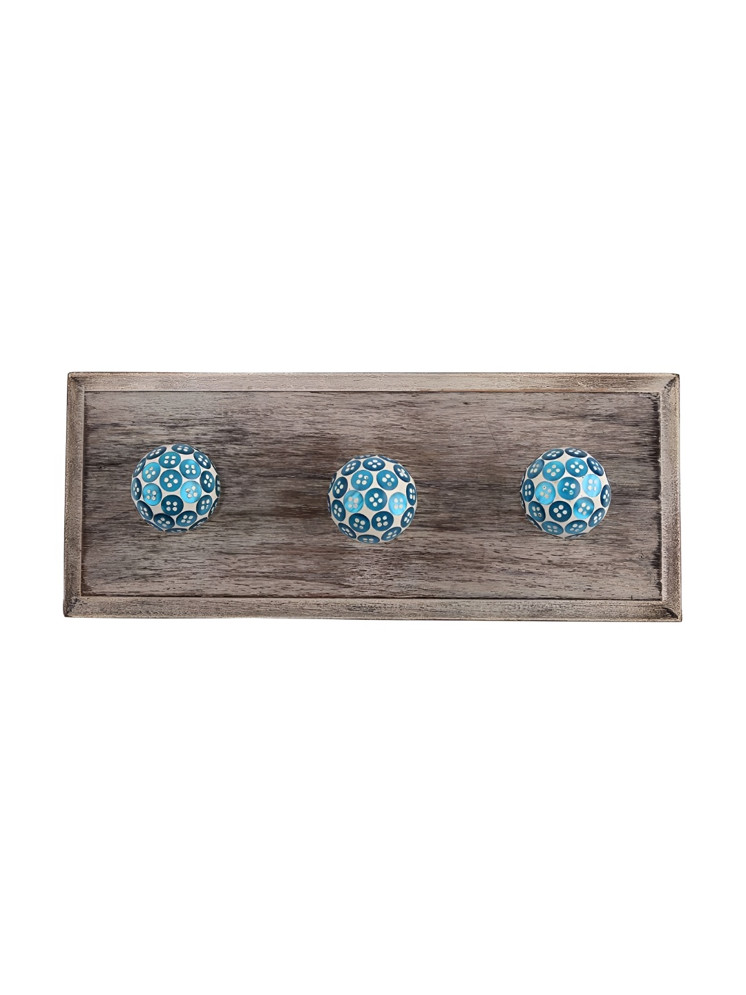 

Indianshelf Turquoise Blue & Brown Button Printed Wall Key Holder