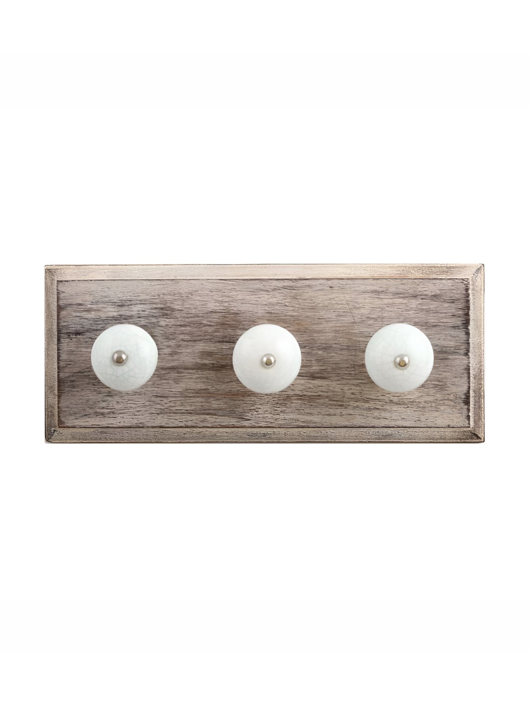 

Indianshelf White & Brown Crackle Printed Wall Key Holder