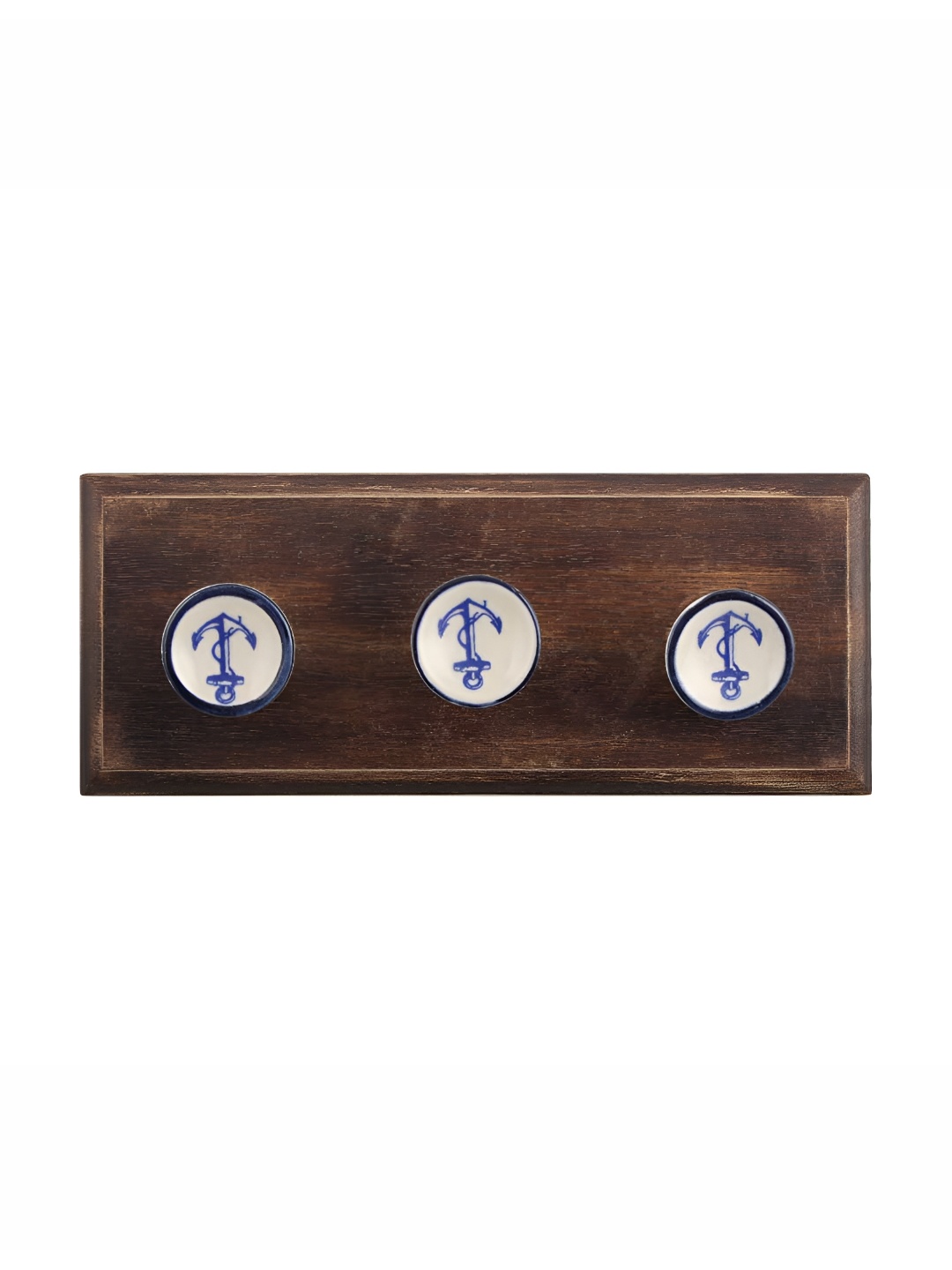 

Indianshelf White & Brown Anchor Printed Wall Key Holder