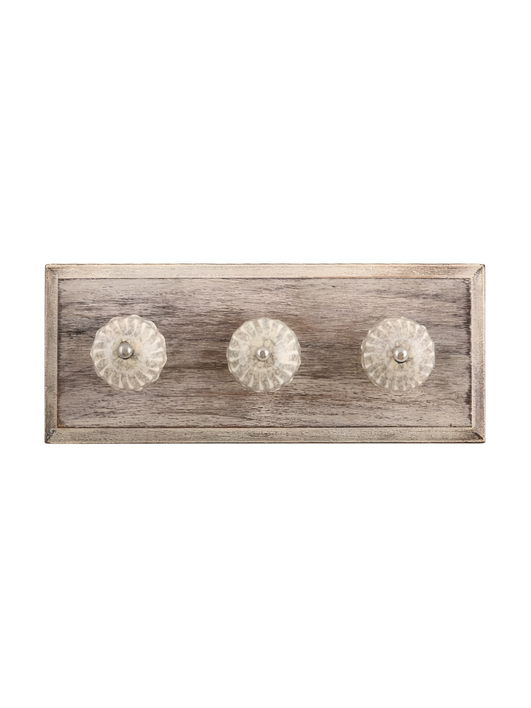 

Indianshelf White 3 Hooks Floral Wooden Crackle Wall Key Holder
