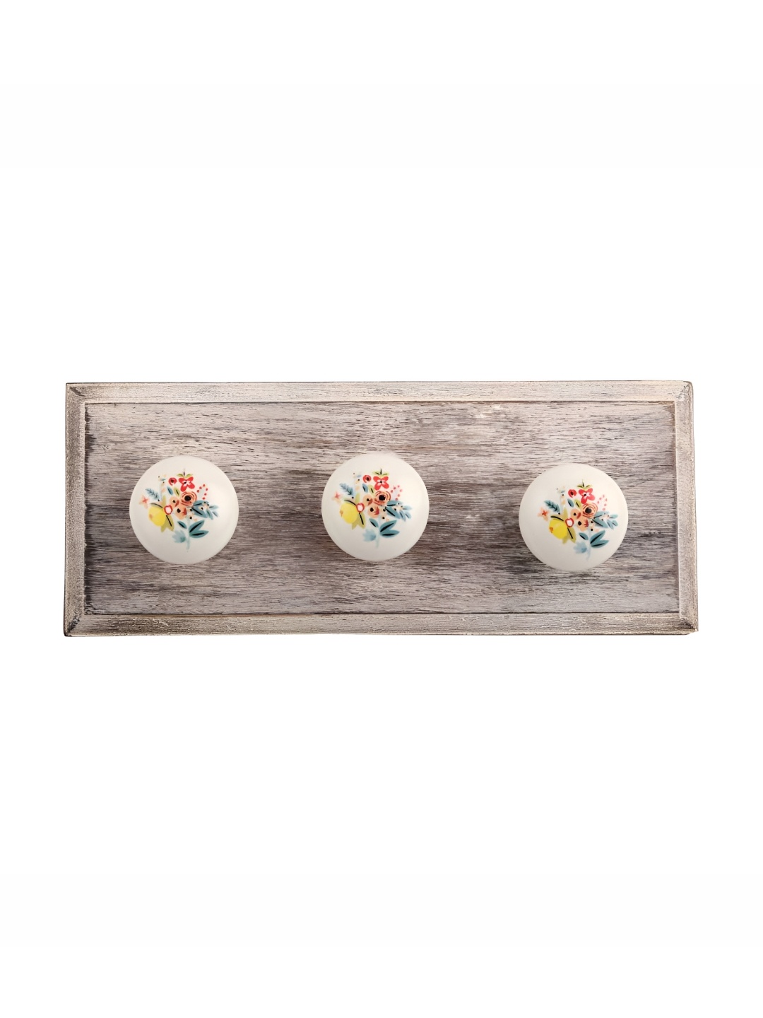

Indianshelf White 3 Pieces Floral Wall Hooks Key Holder