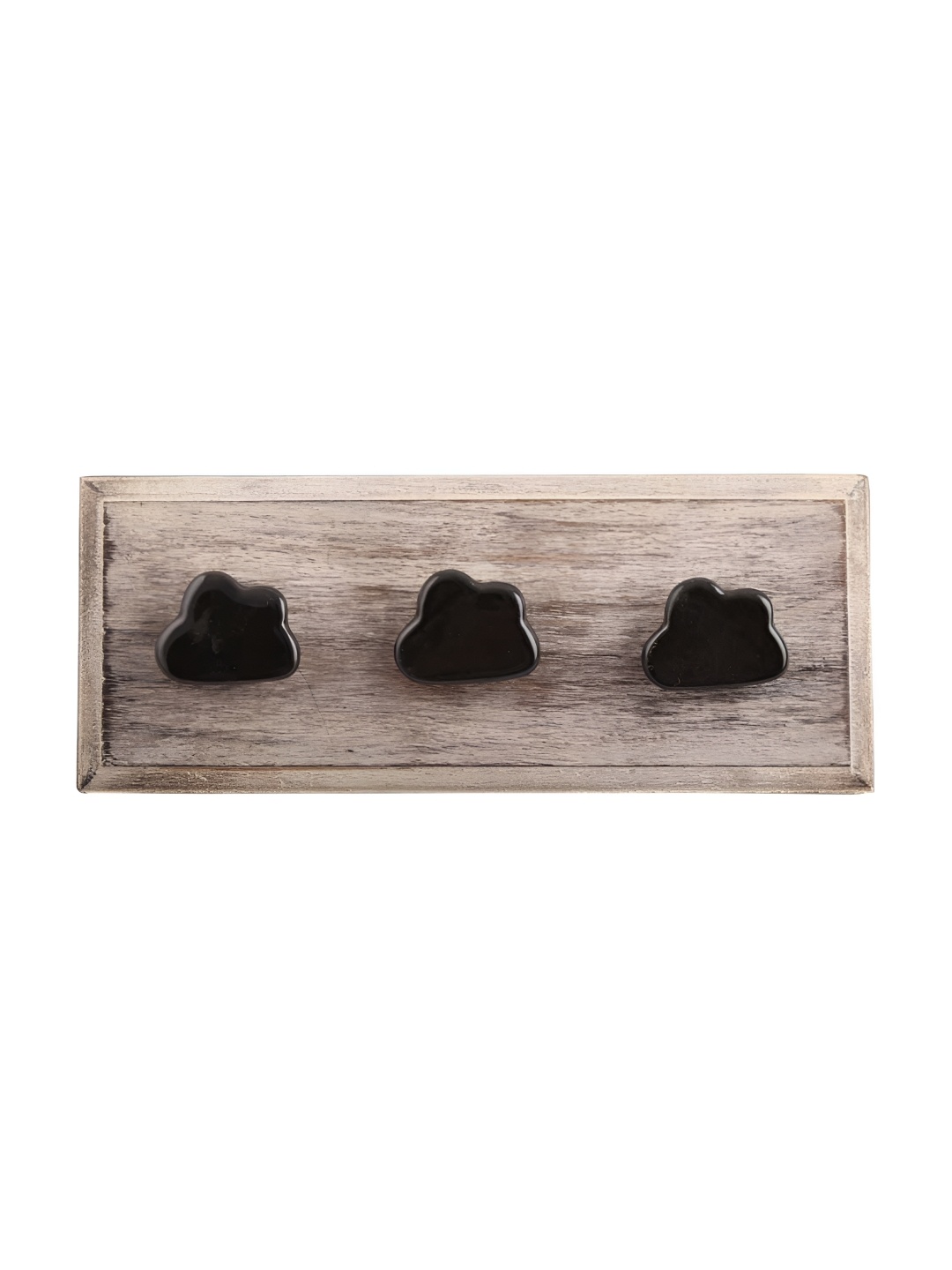 

Indianshelf Black & Brown Printed Wooden Wall 3 Hooks Key Holder