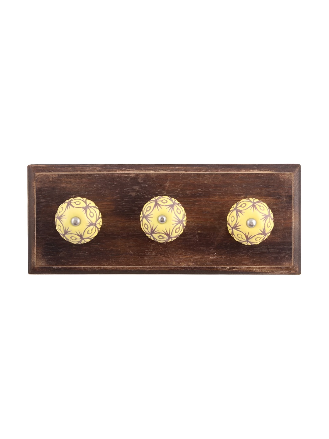 

Indianshelf Yellow Floral Etched Wall Hooks Key Holder