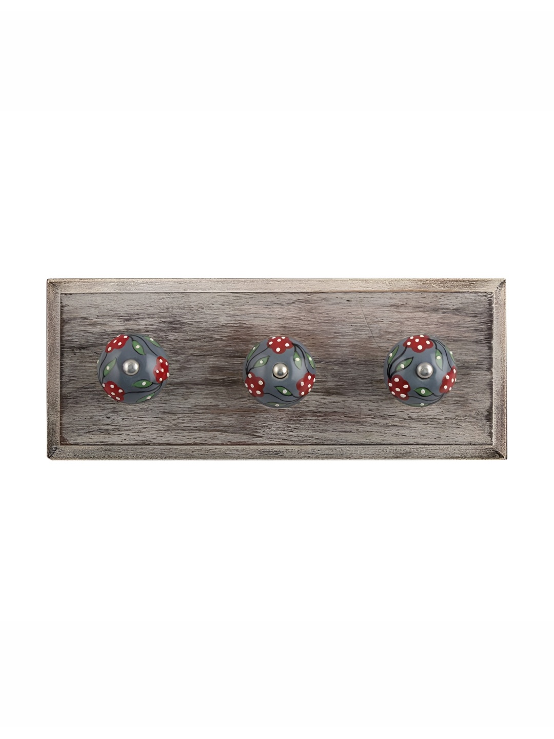 

Indianshelf Green & Grey Wooden Wall 3 Hooks Key Holder