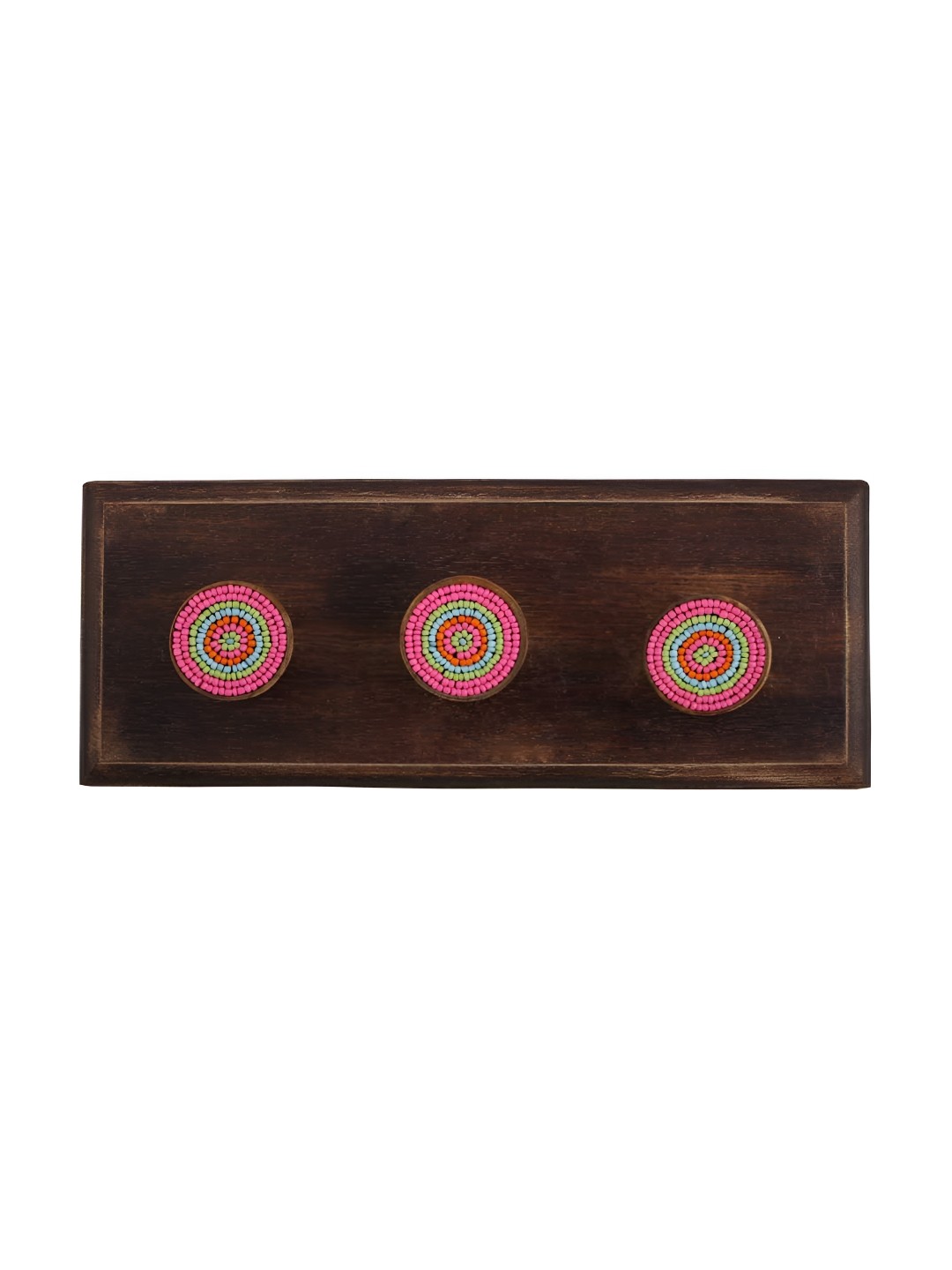 

Indianshelf Pink & Brown Printed Wooden Wall 3 Hooks Key Holder