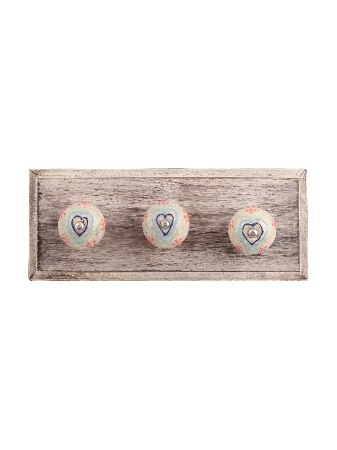

Indianshelf Beige & Blue Heart Crackle Melon Rectangle Shape Wooden Wall Key Holder