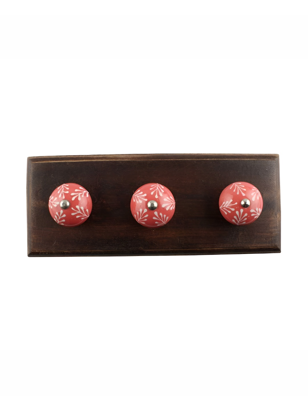 

Indianshelf Brown & Red Floral Printed Melon Rectangle Shape Wooden Wall Hook