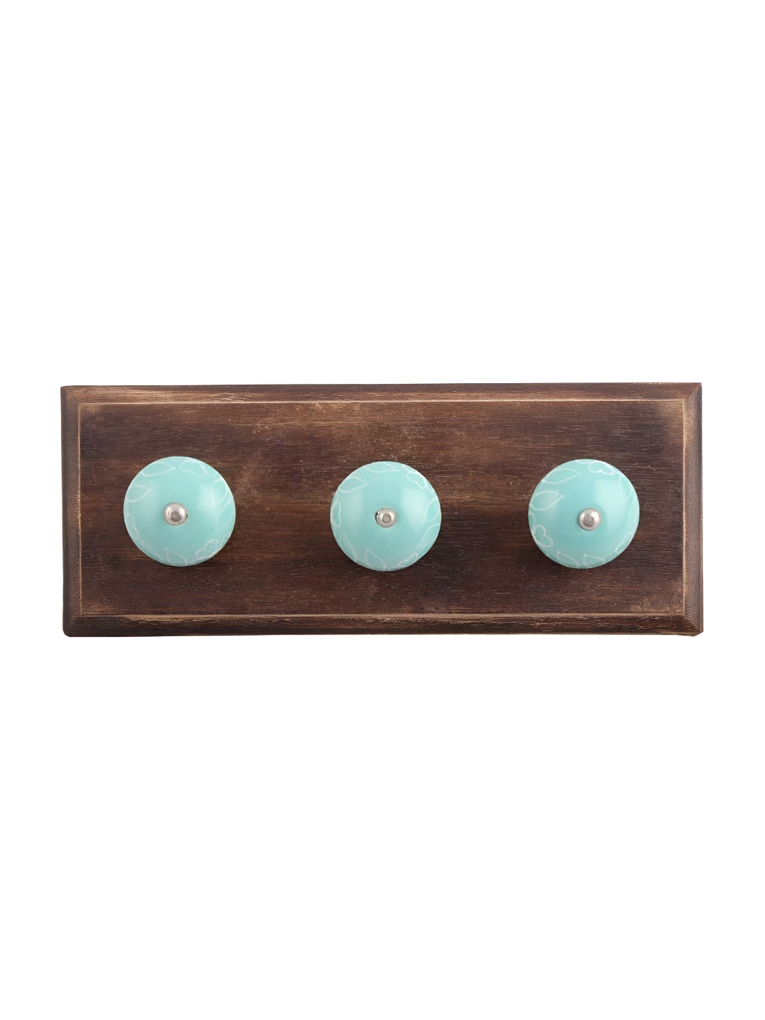 

Indianshelf Green & Brown Printed Wooden Wall 3 Hooks Key Holder