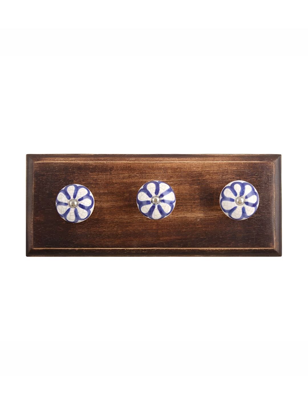 

Indianshelf Blue & Brown Floral Crackle Wall Hooks Key Holder
