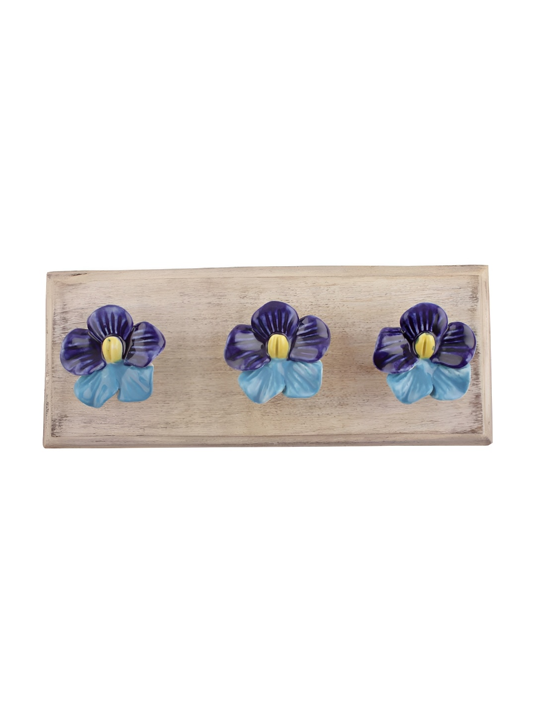 

Indianshelf Turquoise Blue & Beige Flower Wall Hooks Holder