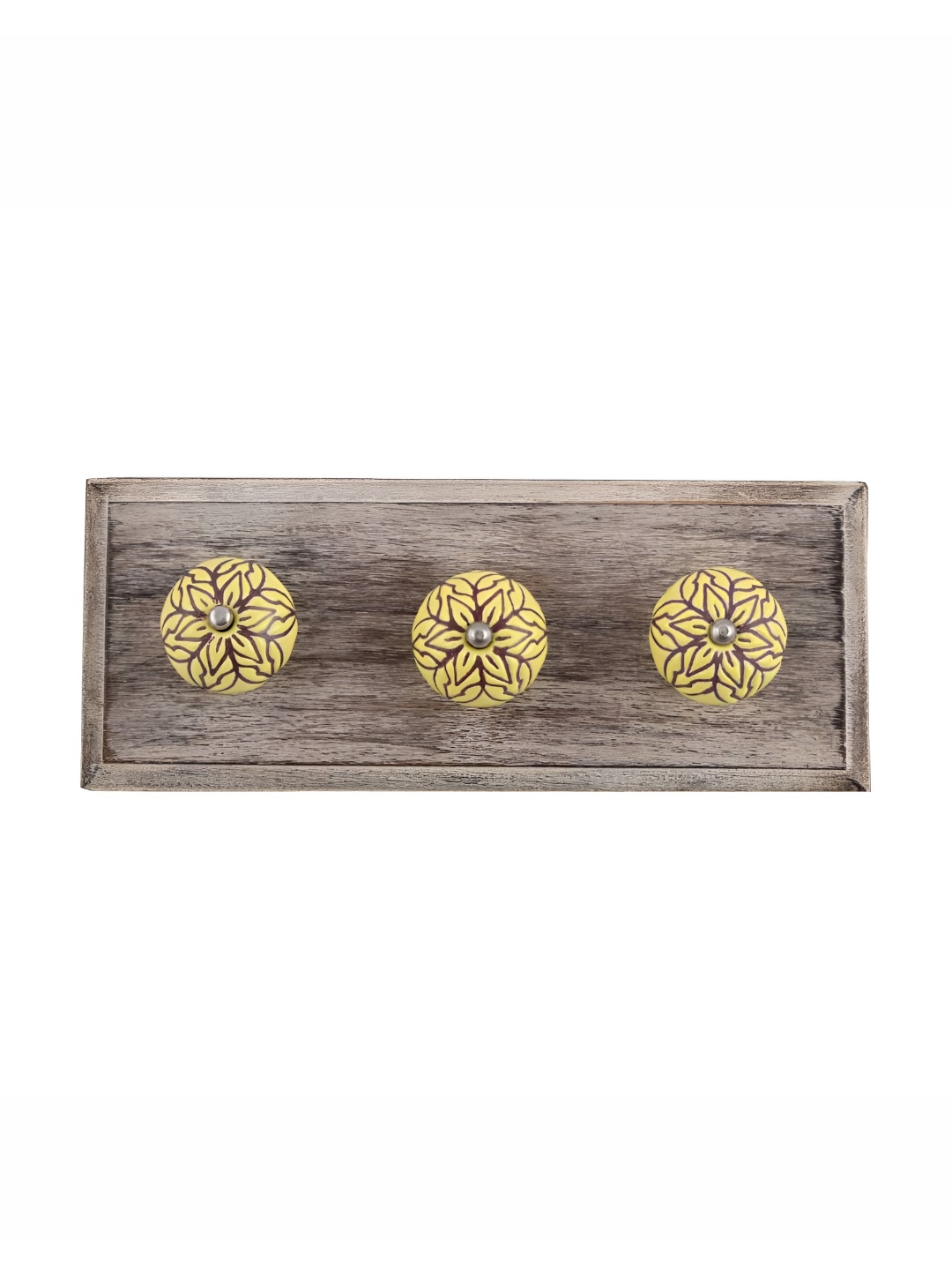 

Indianshelf Brown & Yellow Wooden Floral Wall Hooks Holder