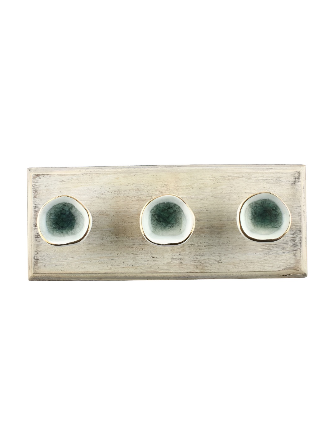 

Indianshelf White & Beige Wooden Crackle Wall Hooks Holder