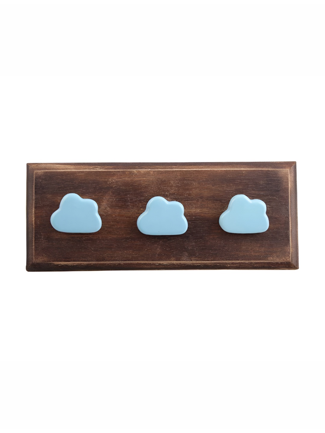 

Indianshelf Turquoise Blue & Brown Wooden Cloud Wall Hooks Holder