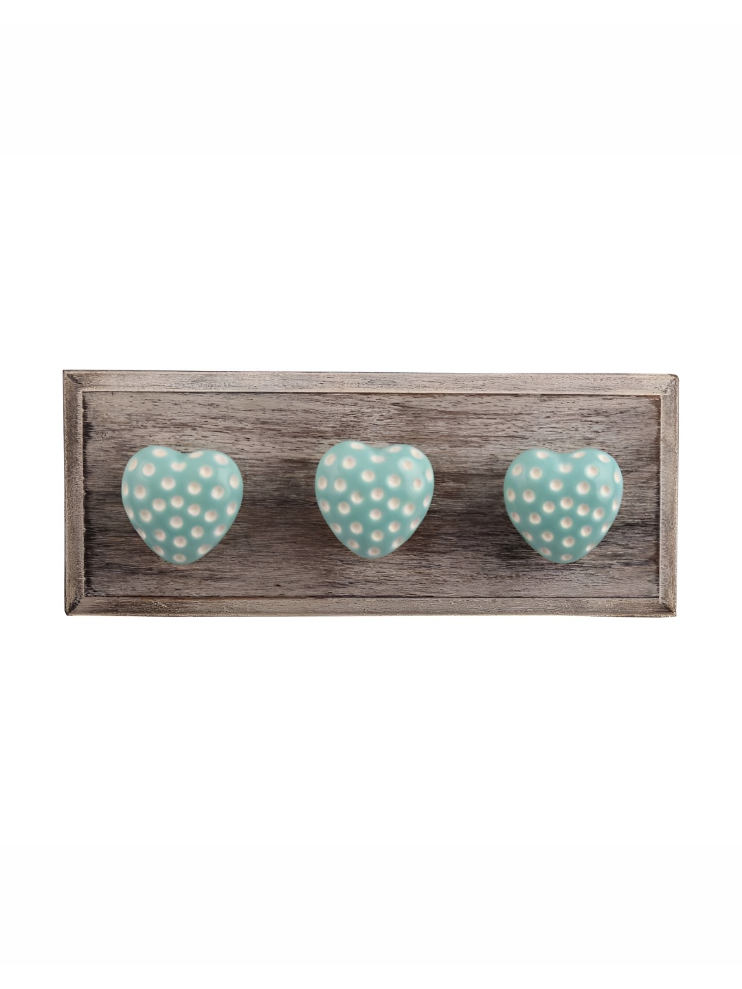 

Indianshelf Green & Beige Wooden Heart Etched Wall Hooks Holder
