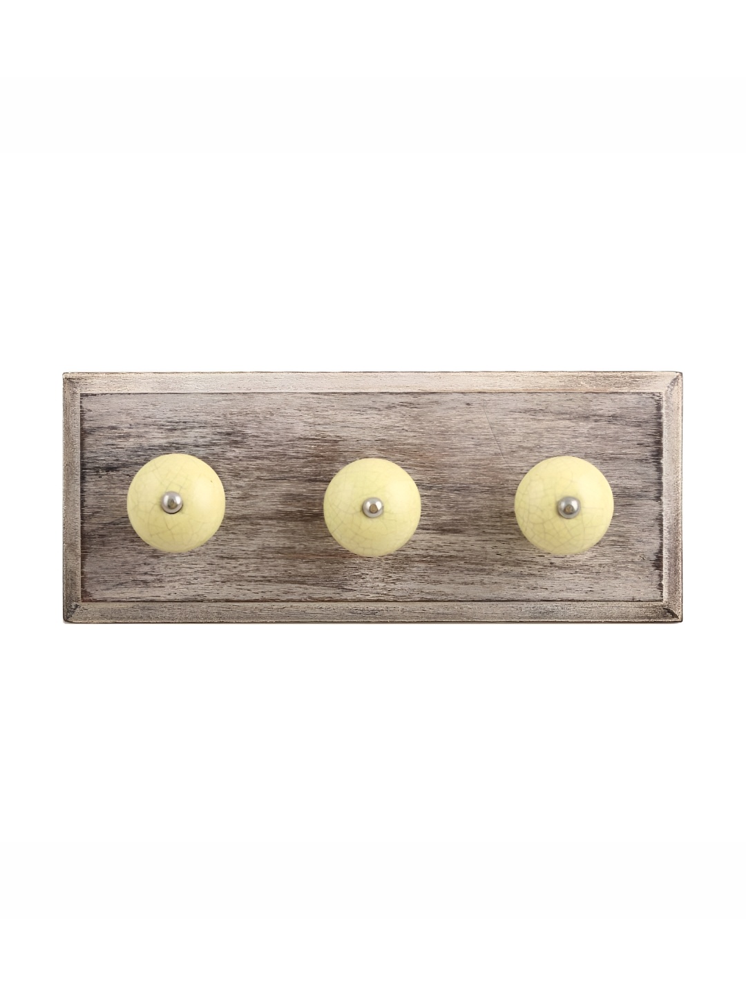 

Indianshelf Yellow & Beige Wooden Wall 3 Hooks Key Holder