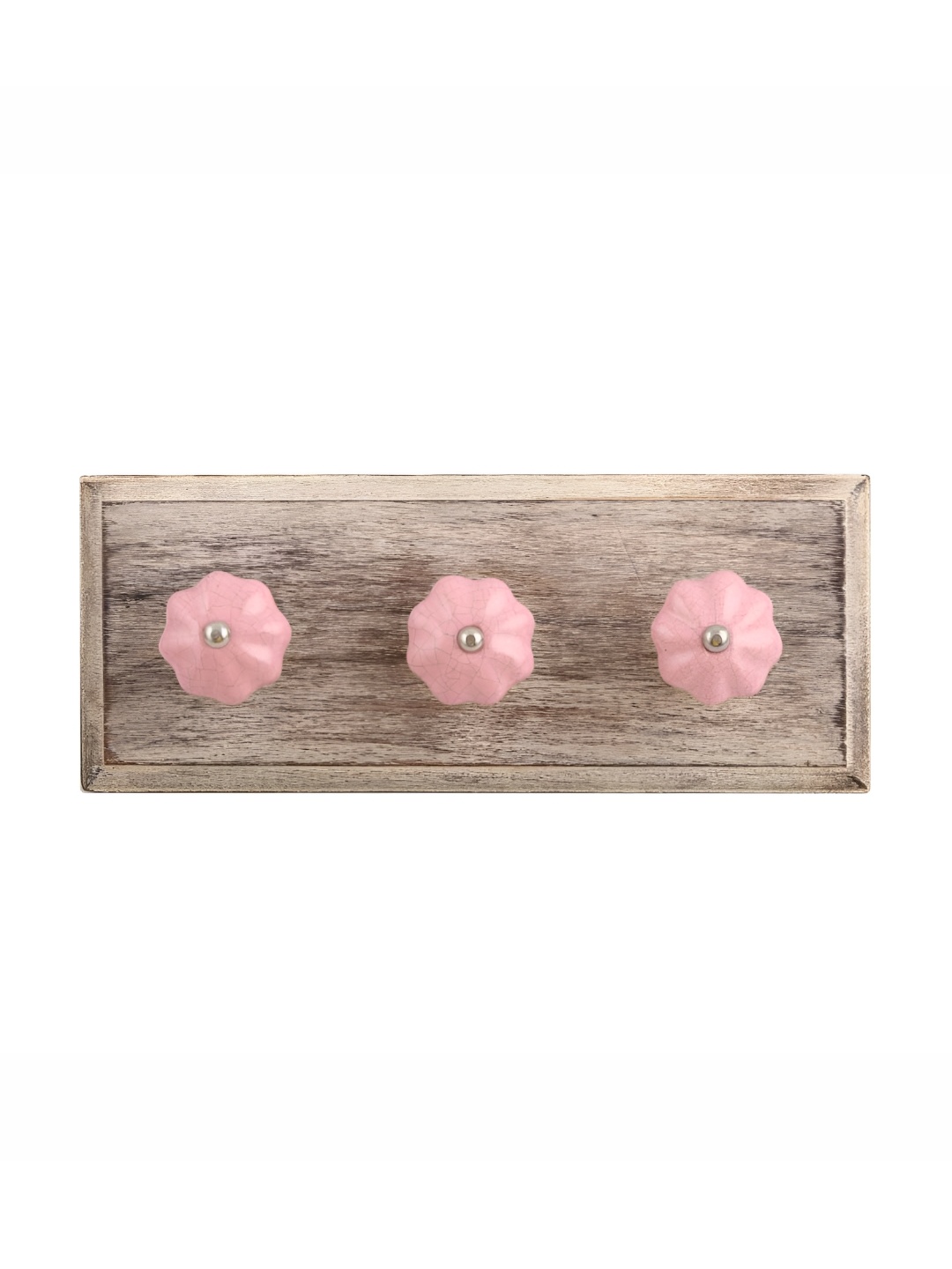 

Indianshelf Pink & Beige Wooden Wall 3 Hooks Key Holder