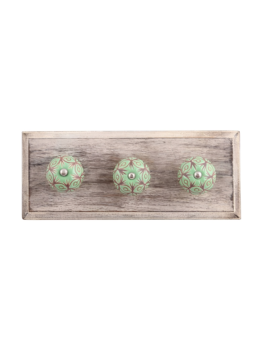 

Indianshelf Green & Beige Wooden Wall 3 Hooks Key Holder