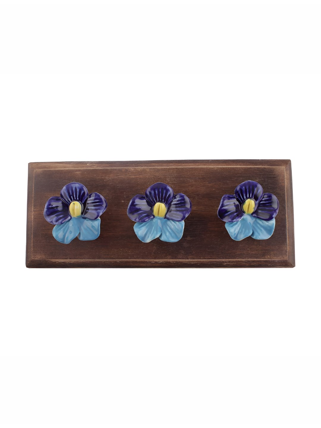 

Indianshelf Brown & Turquoise Blue Floral Wall Hooks Holder