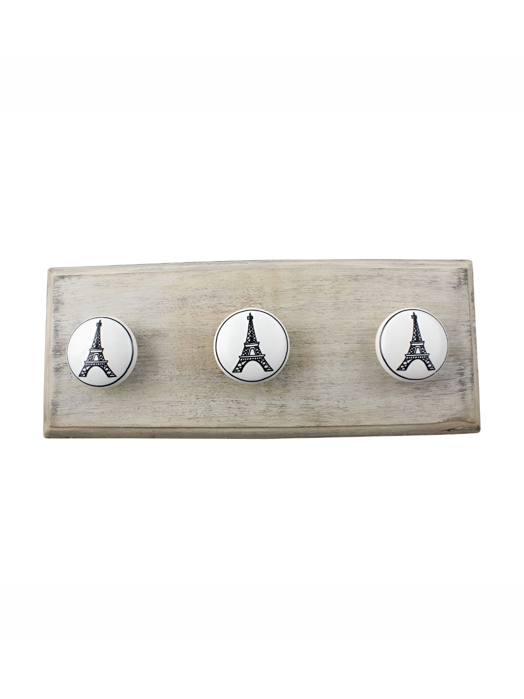 

Indianshelf White & Beige Eiffel Tower Printed Wall Hooks Holder