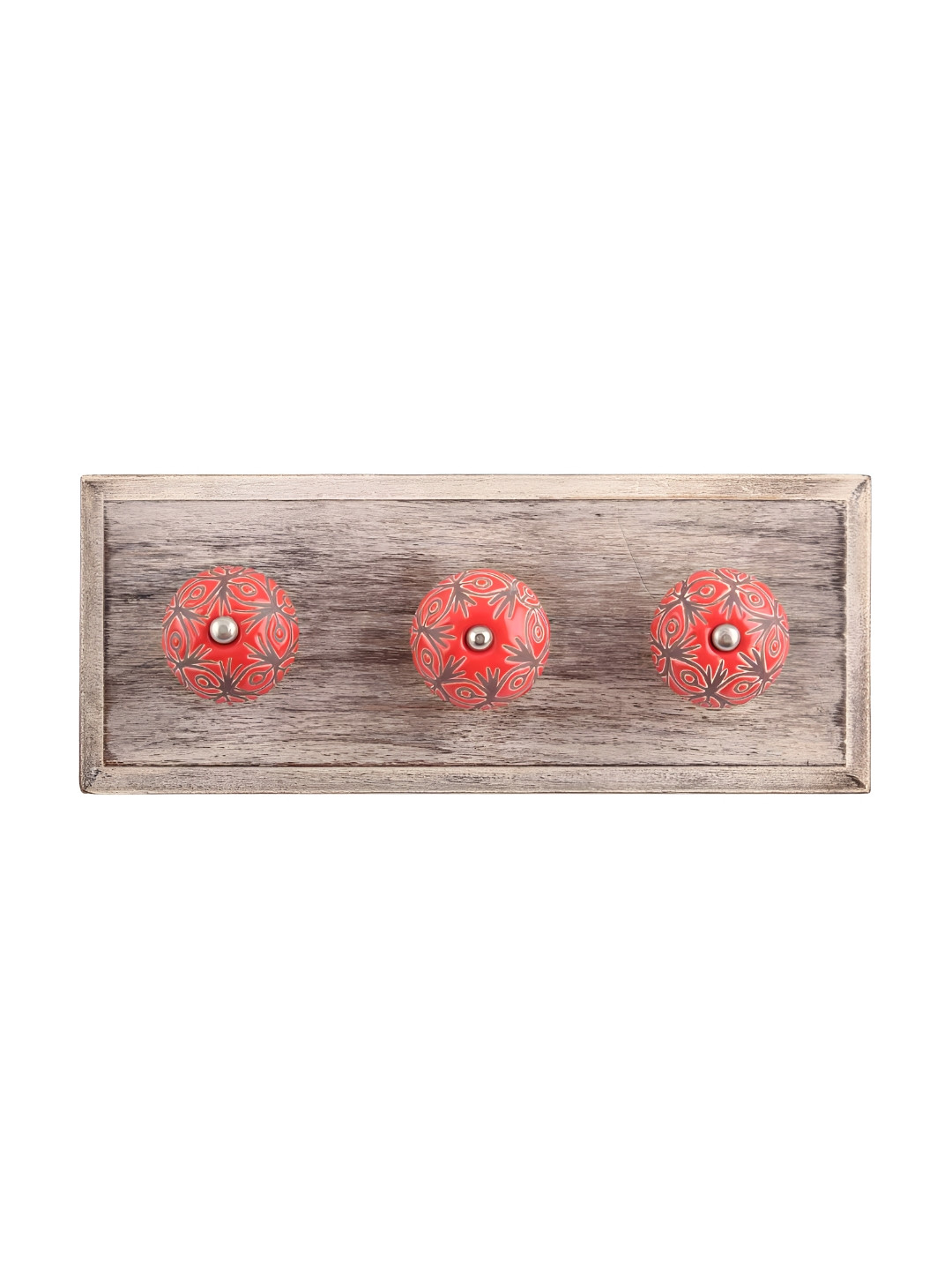

Indianshelf Red & Beige Floral Etched Printed Wall Key Holder