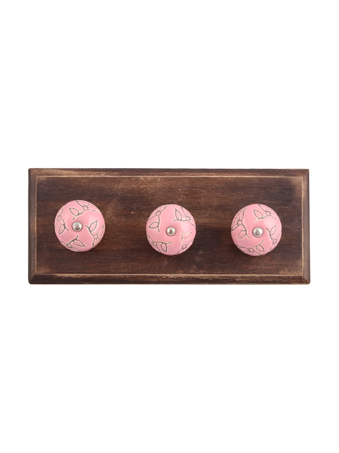 

Indianshelf Brown & Pink Wooden Wall Hooks Holder
