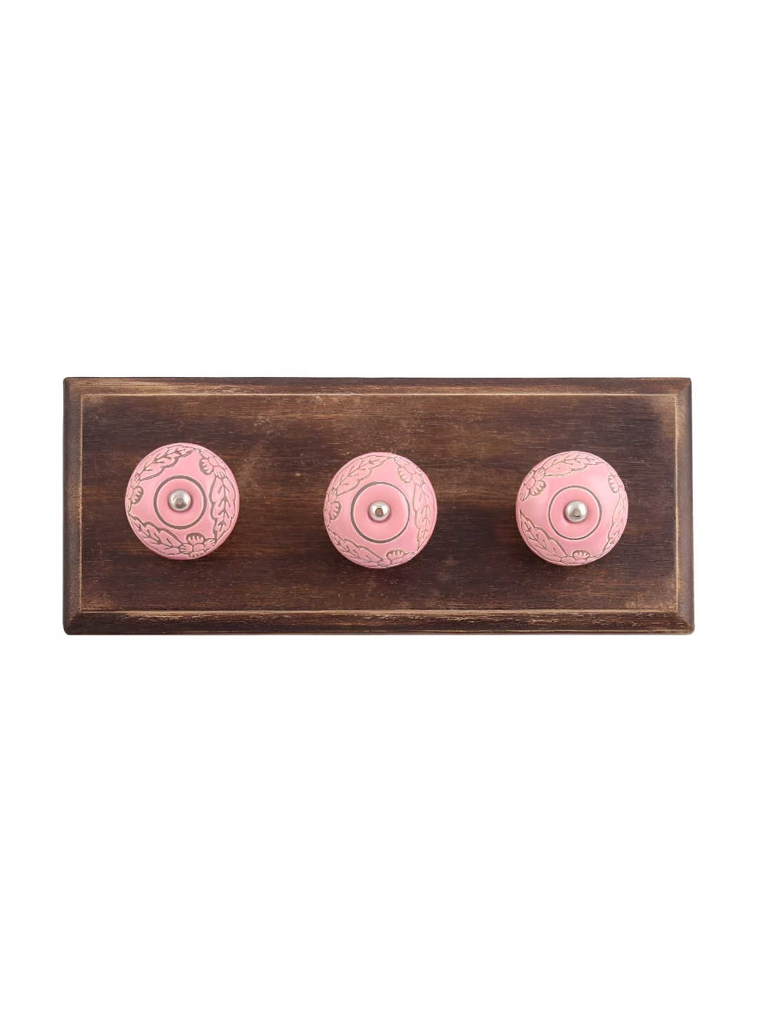 

Indianshelf Brown & Pink Wooden Wall Hooks Holder