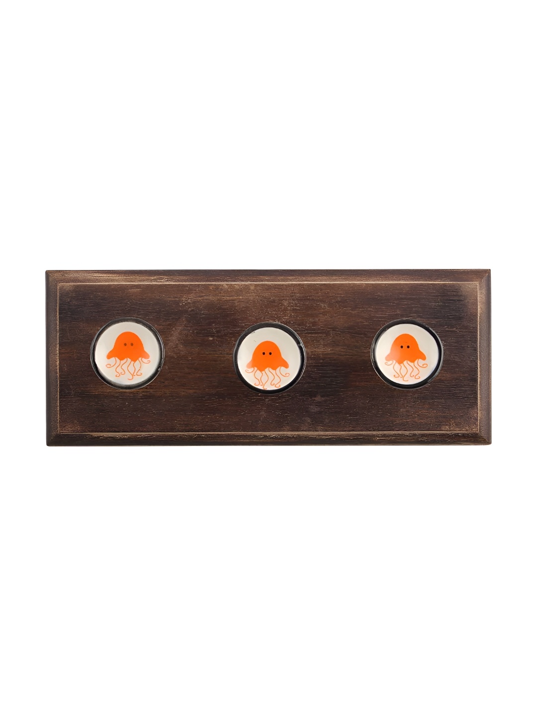 

Indianshelf Brown & White Fish Printed Wooden Rectangle Shape Wall Hook, Orange