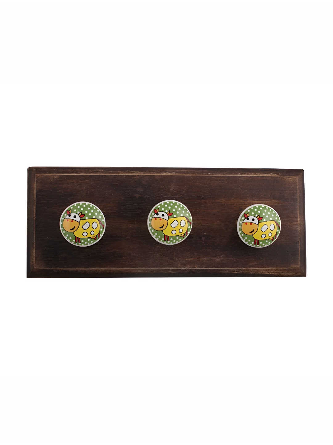 

Indianshelf Brown & Yellow Cow Printed Wooden Wall Key Holders