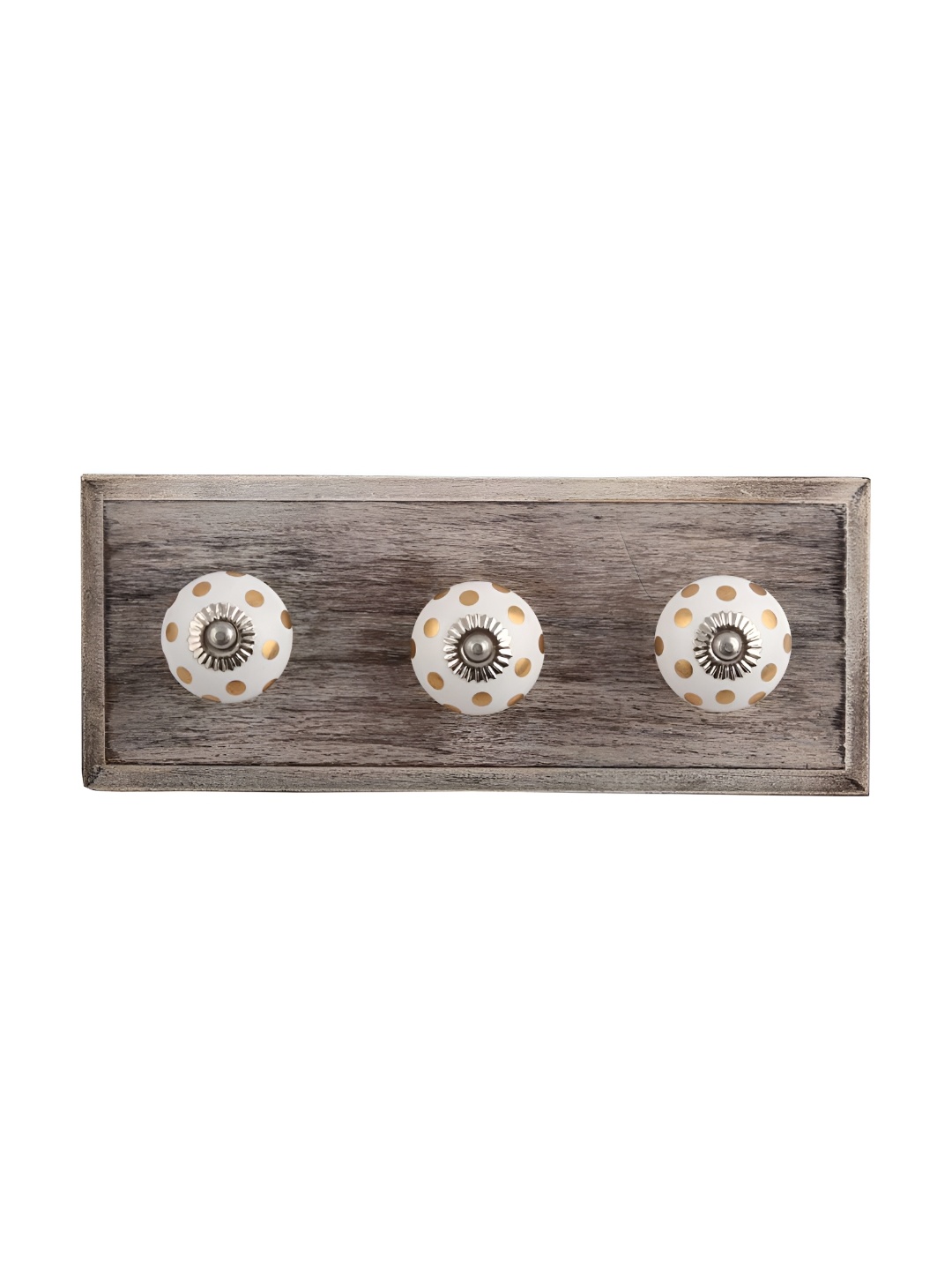 

Indianshelf Beige & White Dot Printed Melon Rectangle Wooden Key Holders