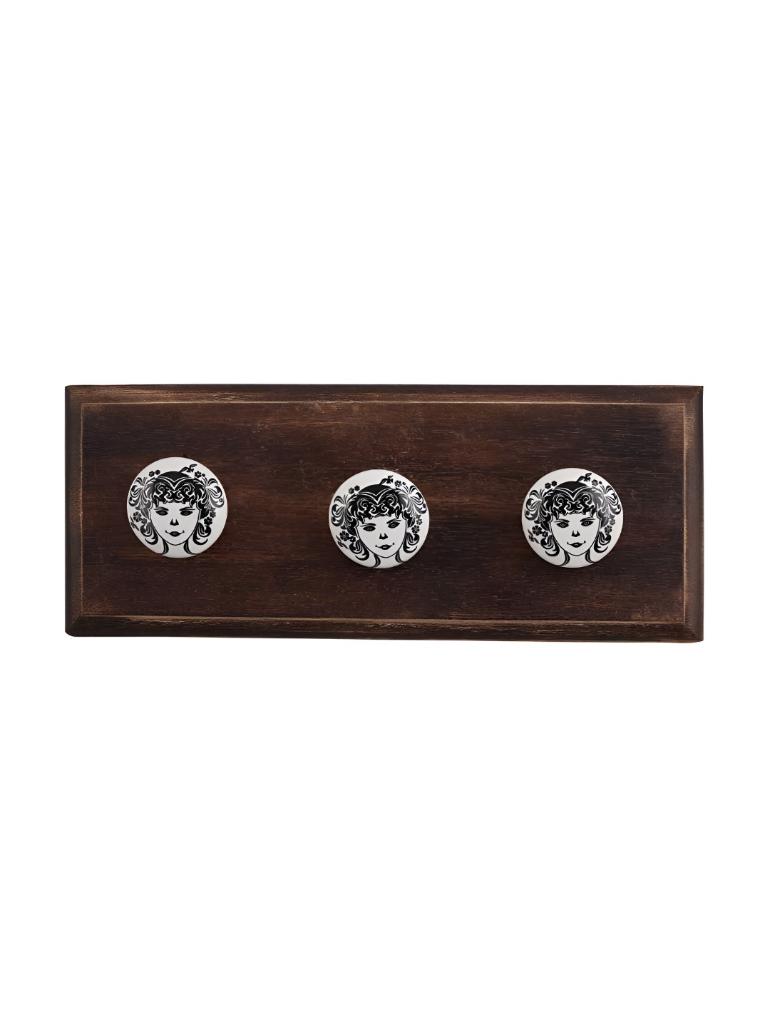 

Indianshelf Brown & White Flat Wooden Wall Key Holders