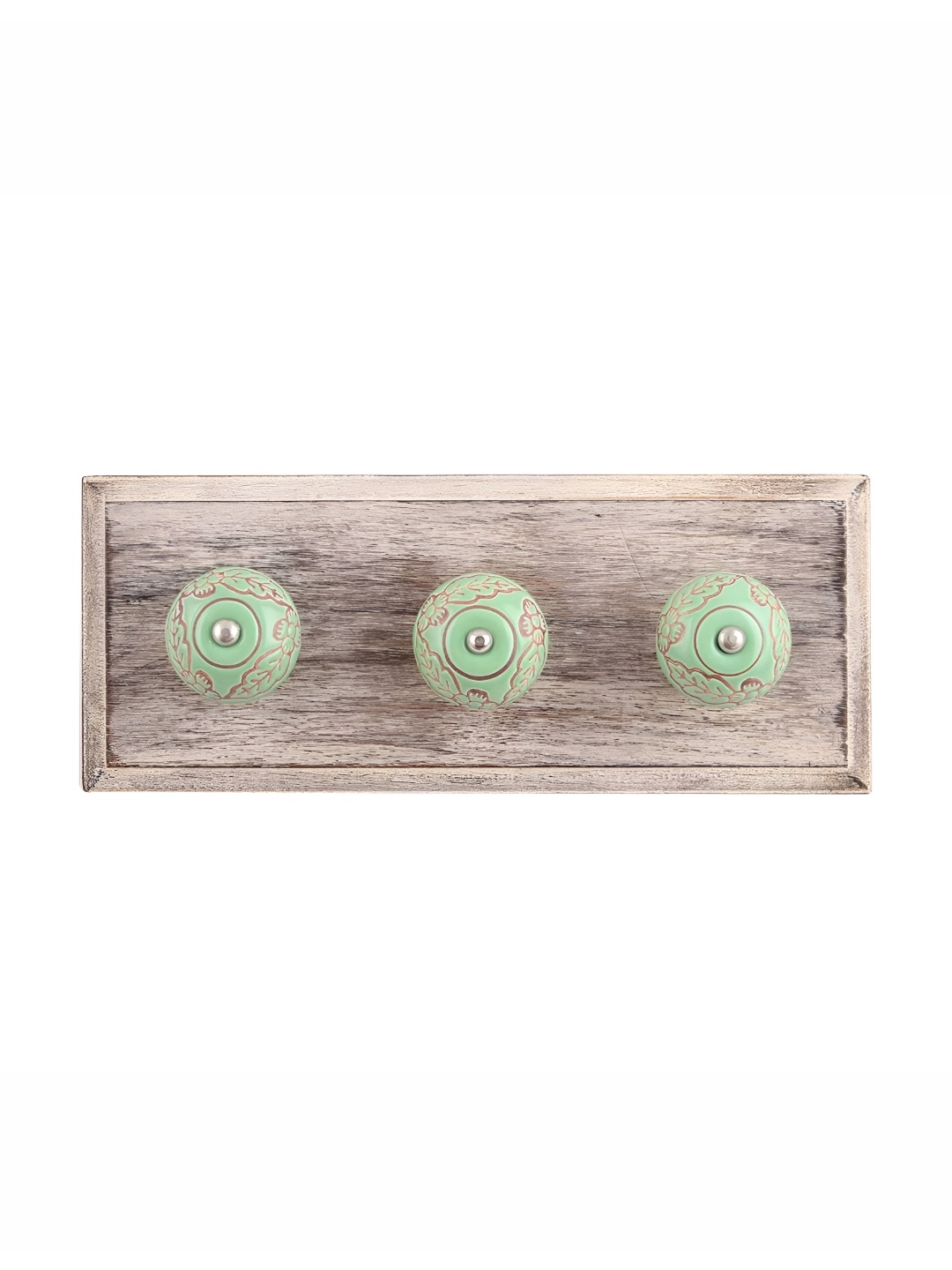 

Indianshelf Green & Beige Wooden Wall 3 Hooks Key Holder
