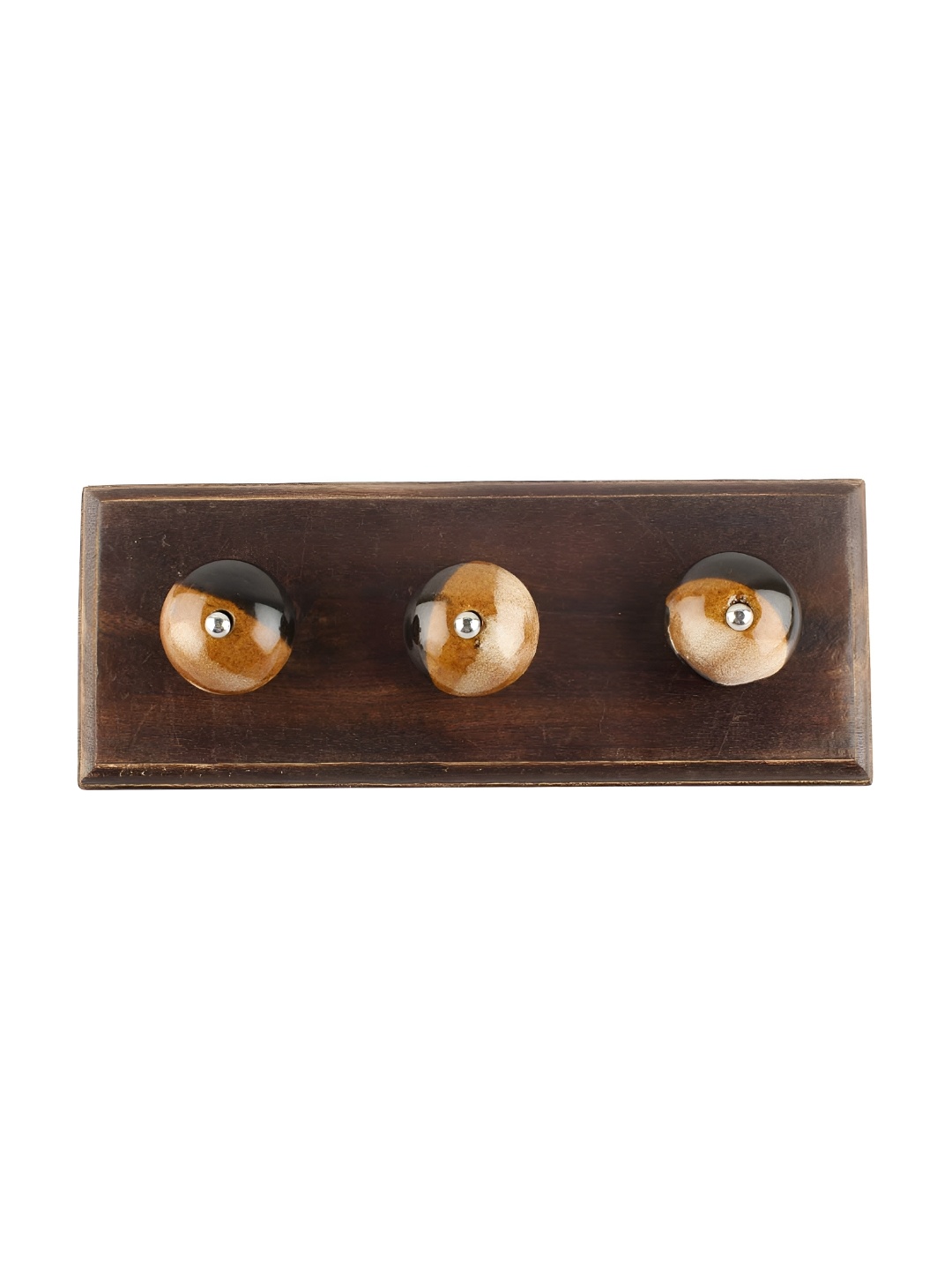 

Indianshelf Black & Brown Floral Wooden Wall 3 Hooks Key Holder